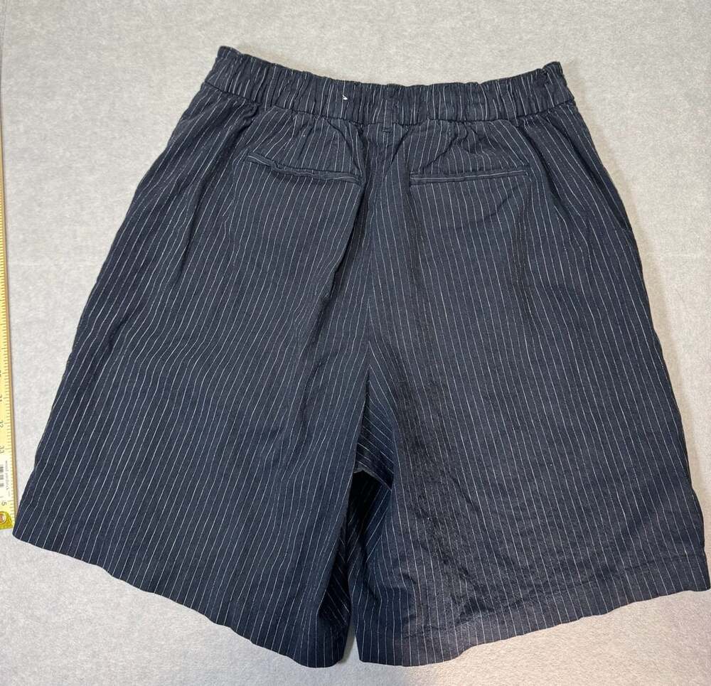 Lane Bryant Blue Striped Cotton Linen Blend Pull-On Shorts Women's Size 16